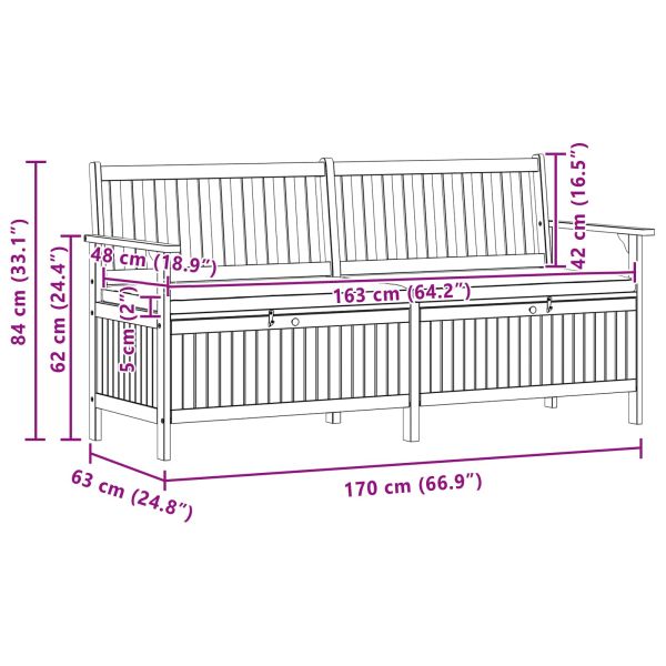Пейка с място за съхранение 170 x 63 x 84 cm Солидна акация