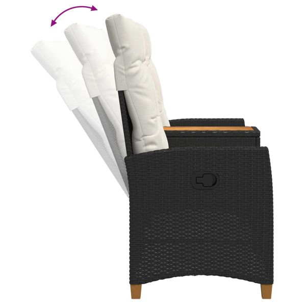 Люлееща се пейка с маса Черно и кремаво бяло 126 x 65 x 112 см