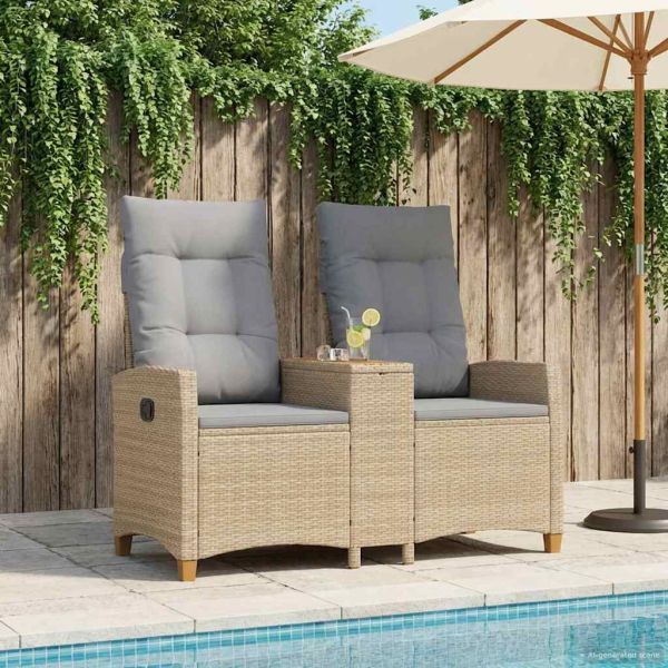 Люлееща се пейка с маса Бежов и Светло Сив 126 x 65 x 112 см