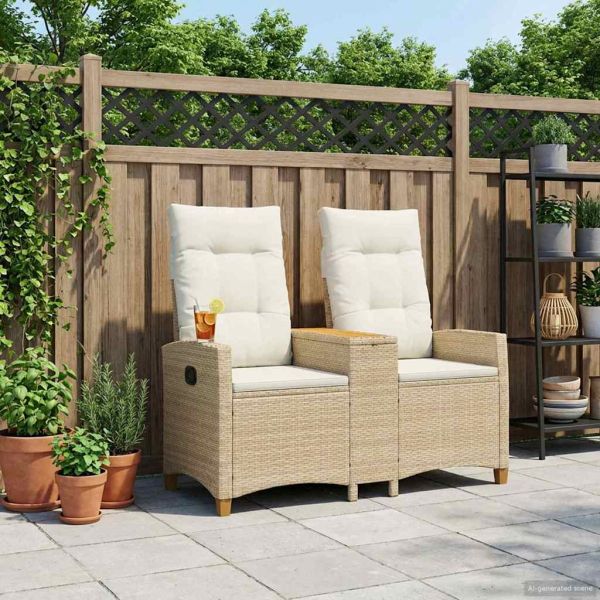 Люлееща се пейка с маса Бежов и кремаво бял 126 x 65 x 112 см