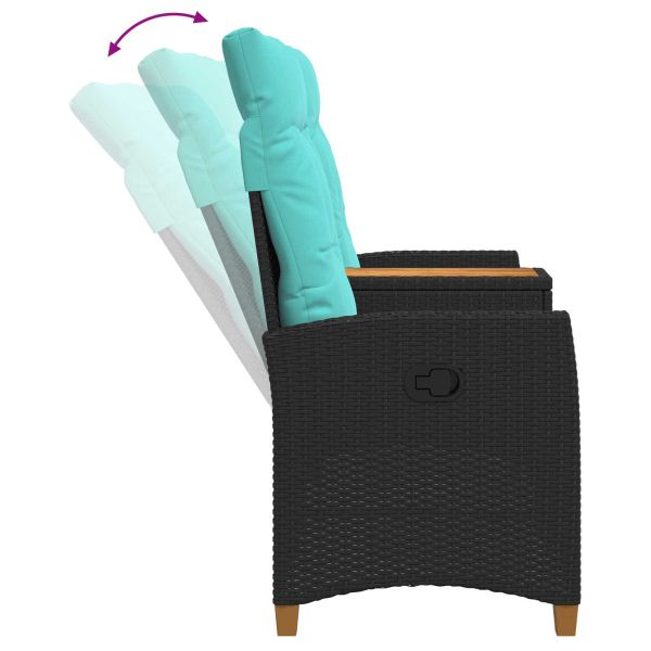 Люлееща се пейка с маса Черен и Туркоаз 126 x 65 x 112 см