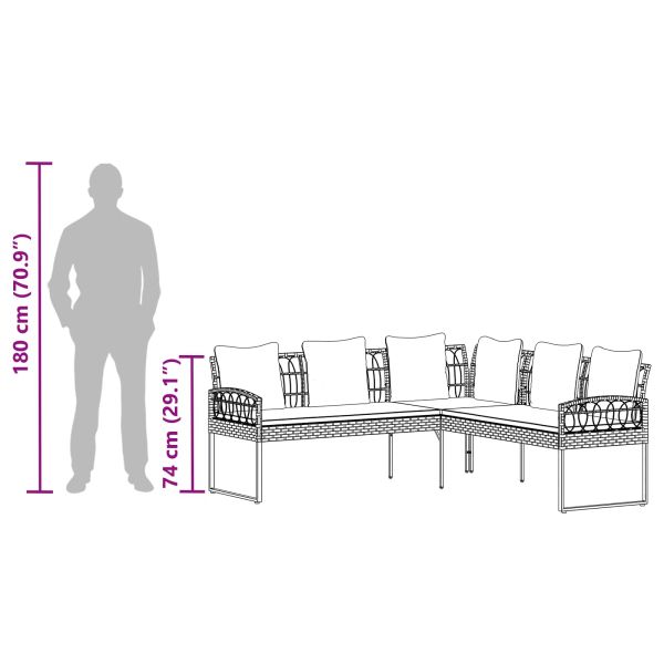 Комплект градински дивани 2 pcs Сив Полиротан и стомана