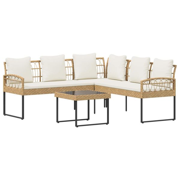 Градински Софа Комплект с възглавница 2 pcs Естествен