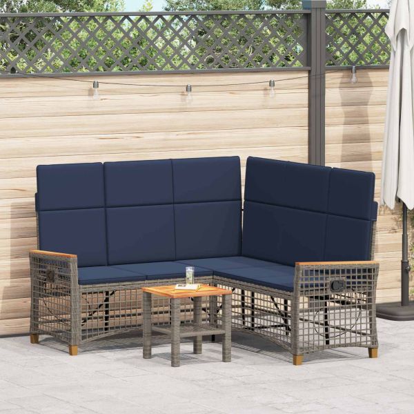 Комплект градински диван с функция на легло Сив и тъмен син