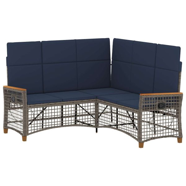 Комплект градински диван с функция на легло Сив и тъмен син