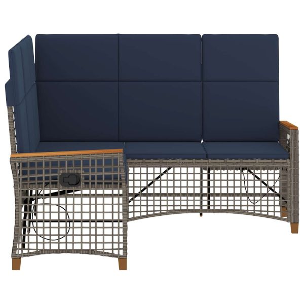 Комплект градински диван с функция на легло Сив и тъмен син