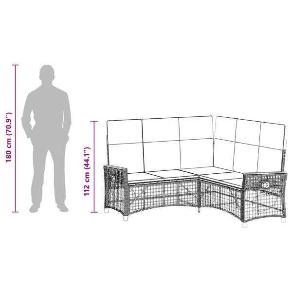 Комплект градински диван с функция на легло Черен и Туркоаз