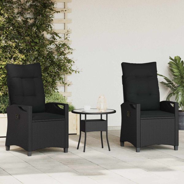 Градински стол 2 pcs Черно 56 x 64 x 94 см Стомана и полиester