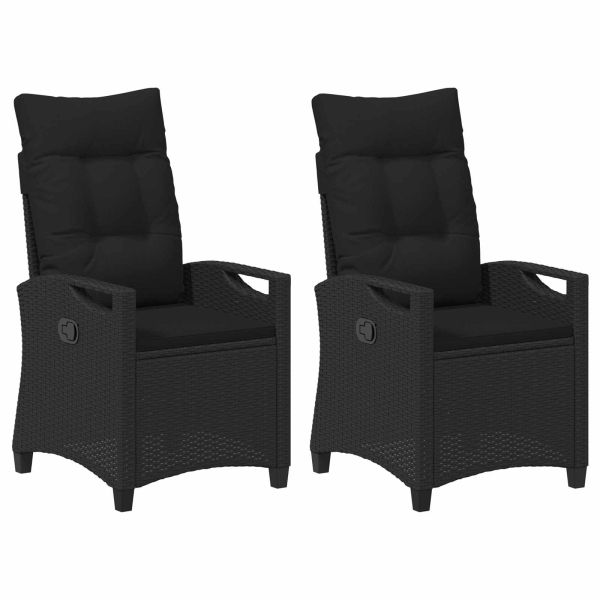 Градински стол 2 pcs Черно 56 x 64 x 94 см Стомана и полиester