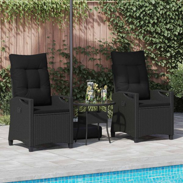 Градински стол 2 pcs Черно 56 x 64 x 94 см Стомана и полиester