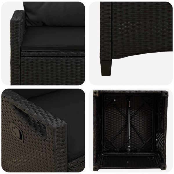 Градински стол 2 pcs Черно 56 x 64 x 94 см Стомана и полиester