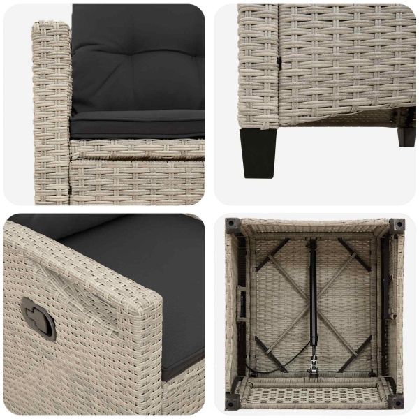 Градински стол 2 pcs Светло сиво и тъмно сиво 56 x 60 x 112 см