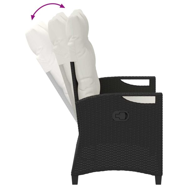 Градинска пейка с възглавница Черен и кремав 105 x 60 x 112 см