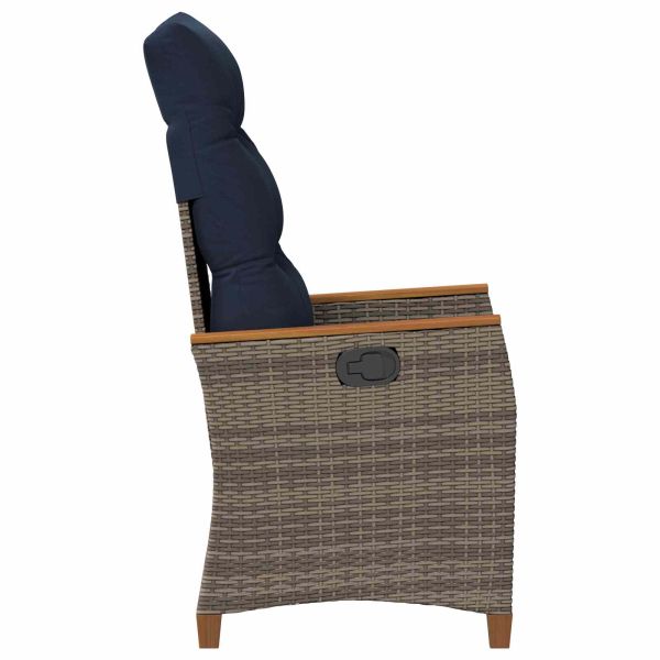 Лежанка за градина Сив и тъмен син 64 x 57,5 x 112 см полиратан