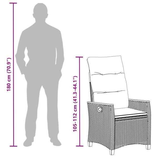 Лежанка за градина Черен и Туркоаз 64 x 57,5 x 112 см полиратан