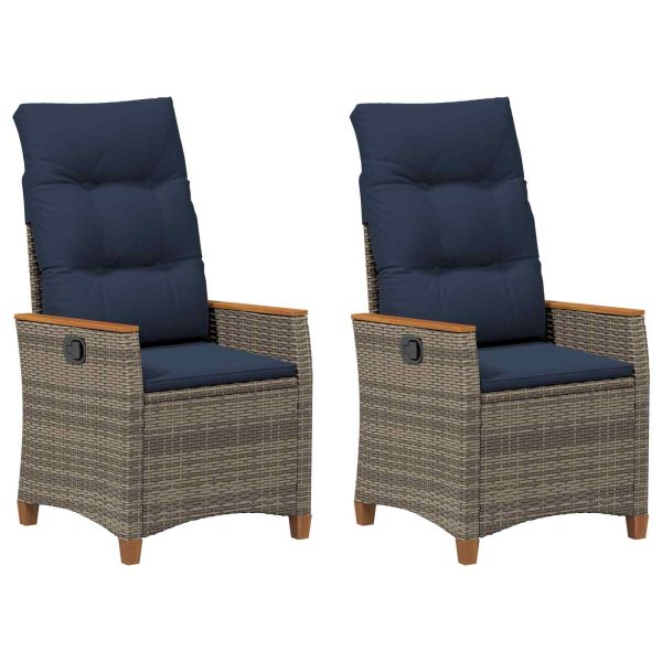 Лежанка за градина 2 pcs Сив и тъмен син 64 x 57,5 x 112 см