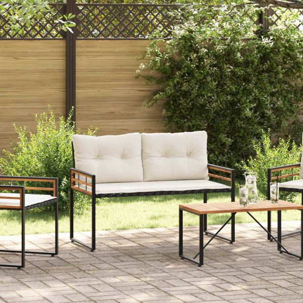 Дървена слоеста пейка с възглавница Крем 114 x 55 x 77 см