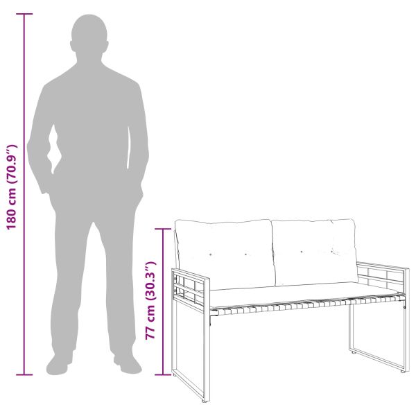 Дървена слоеста пейка Едноцветен Димирано сиво 114 x 55 x 77 см