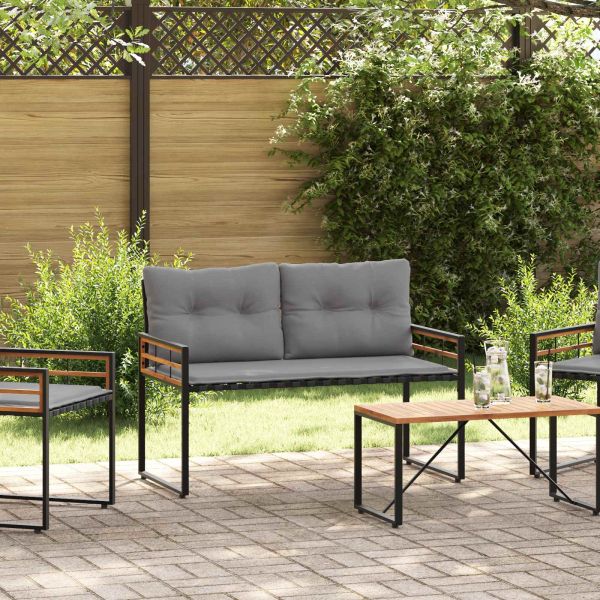 Дървена слоеста пейка с възглавница Светлосиво 114 x 55 x 77 см