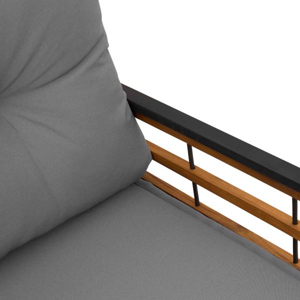 Дървена слоеста пейка с възглавница Светлосиво 114 x 55 x 77 см