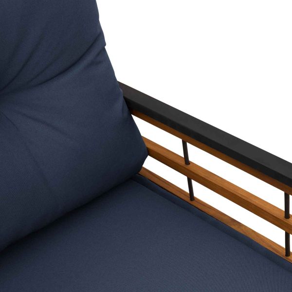 Дървена слоеста пейка с възглавница Нейви 114 x 55 x 77 см