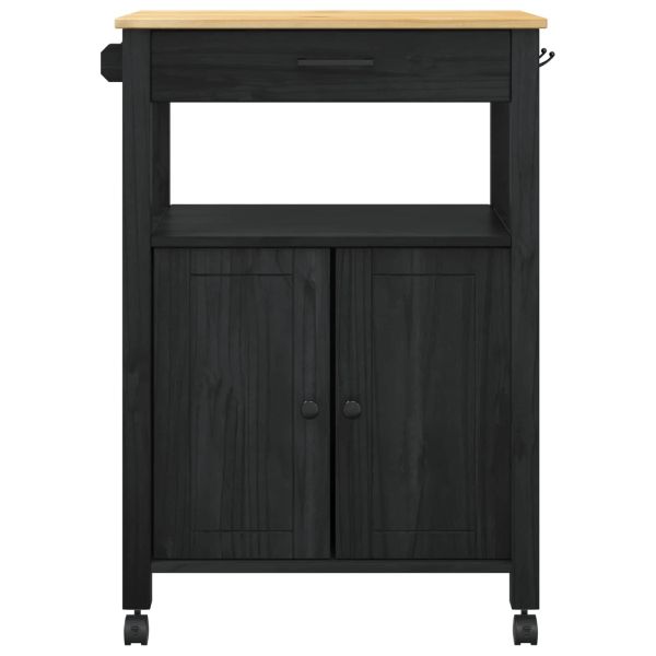 Кухненска количка MONZA Черно 60 x 40 x 88,5 см Солиден бор