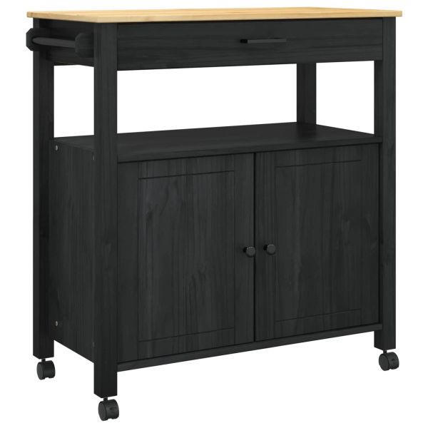 Кухненска количка MONZA Черно 84 x 40 x 88,5 см Солиден бор