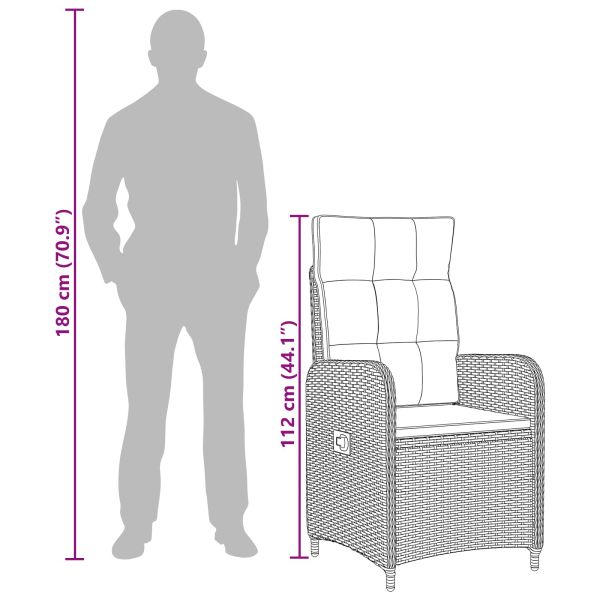 Лежанка за градина Черен 57 x 63 x 94 см полиратан