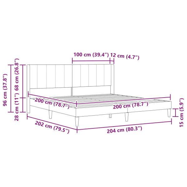 Рамка за легло с таблото Черно 200 x 200 cm Кадифе