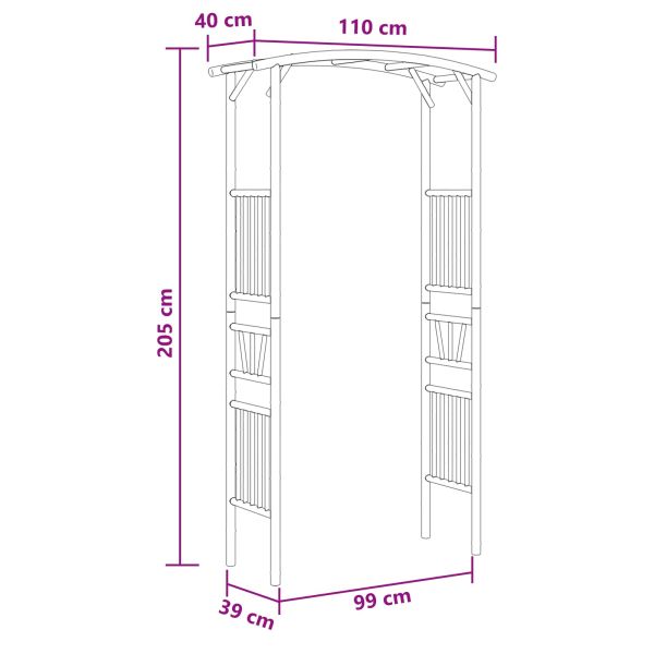 Градинска арка Естествен 110 x 40 x 205 см Бамбук