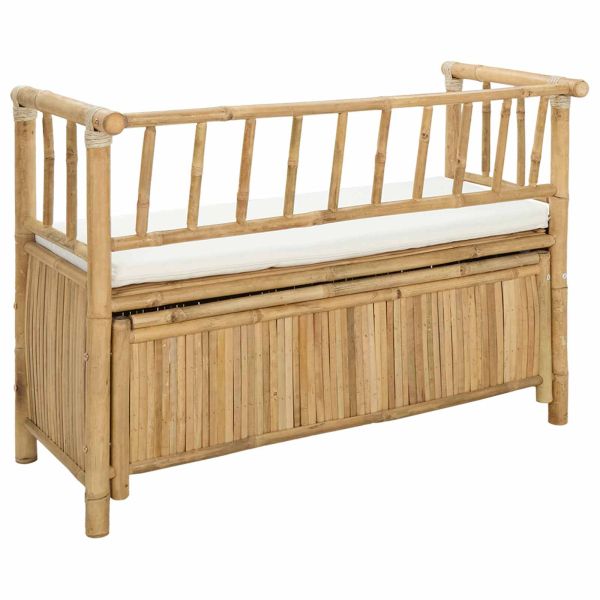Градинска Пейка за Съхранение Естествен 110 x 47 x 80 см Бамбук
