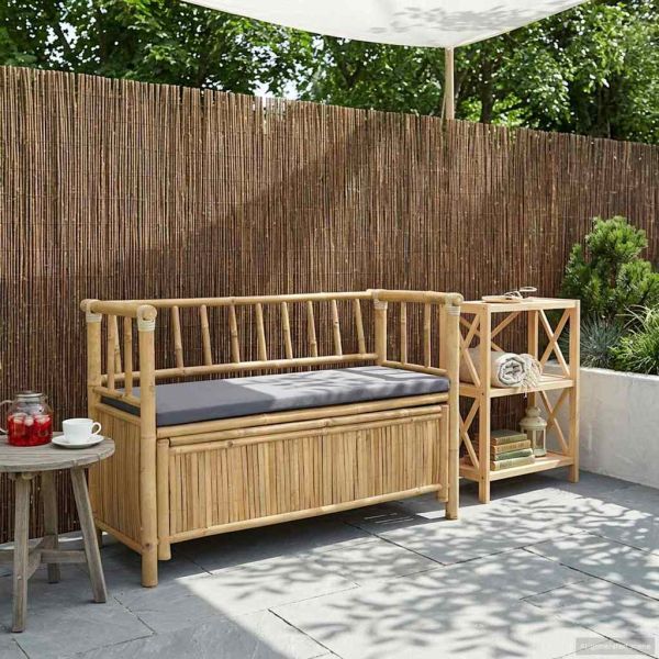 Градинска Пейка за Съхранение Естествен 110 x 47 x 80 см Бамбук