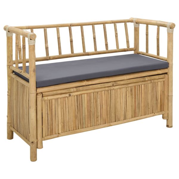 Градинска Пейка за Съхранение Естествен 110 x 47 x 80 см Бамбук