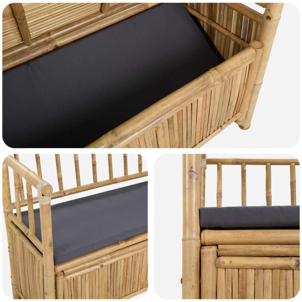 Градинска Пейка за Съхранение Естествен 110 x 47 x 80 см Бамбук