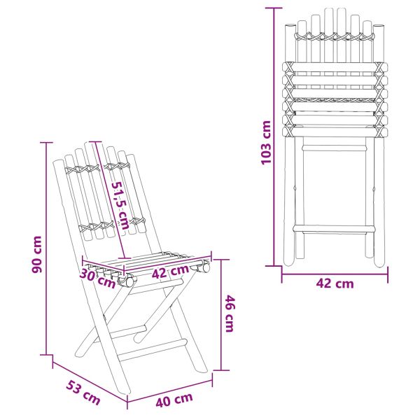 Градински стол 4 pcs Естествен 42 x 53 x 90 см Бамбук