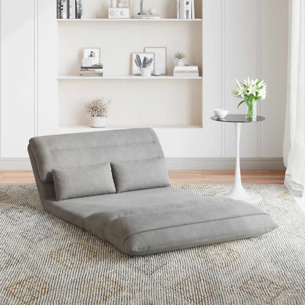 Подово кресло Светлосиво 110 x 82 x 55 см Кадифе