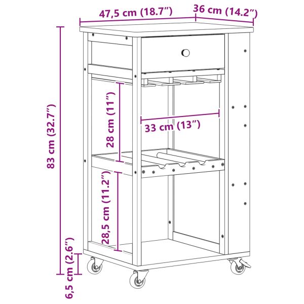 Кухненска количка с колела Естествен 47,5 x 36 x 83 см Бамбук