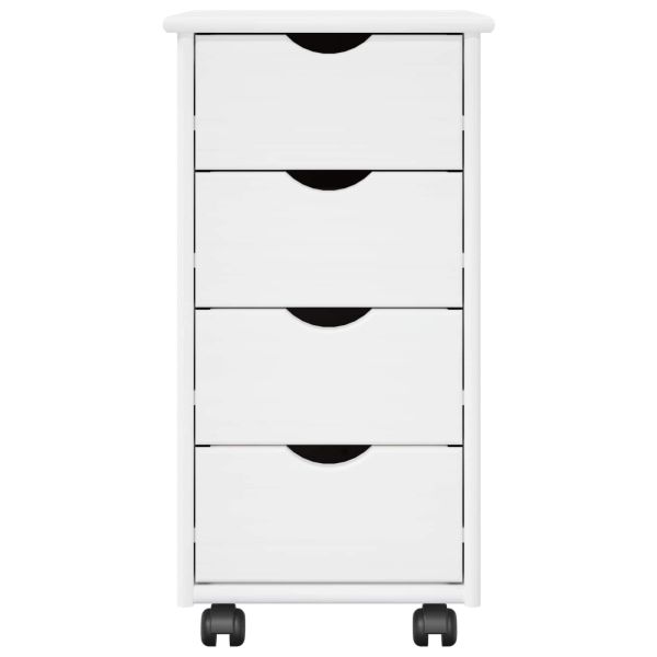 Плъзгащ кабинет с колело Бяло 34 x 39 x 65,5 cm Солиден бор