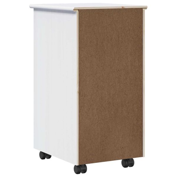 Плъзгащ кабинет с колело Бяло 34 x 39 x 65,5 cm Солиден бор