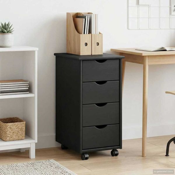 Плъзгащ кабинет с колело Сив 34 x 39 x 65,5 cm Солиден бор