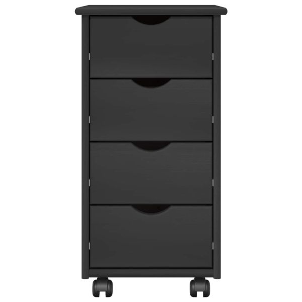 Плъзгащ кабинет с колело Сив 34 x 39 x 65,5 cm Солиден бор