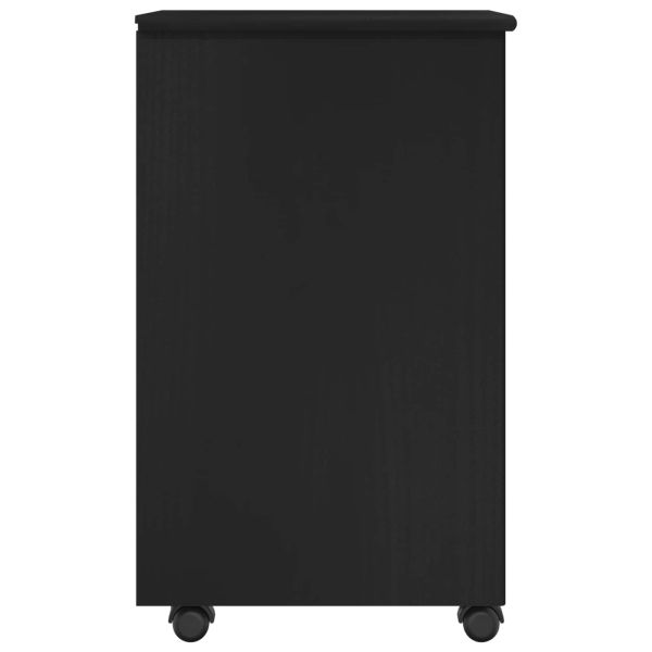 Плъзгащ кабинет с колело Черно 34 x 39 x 65,5 cm Солиден бор