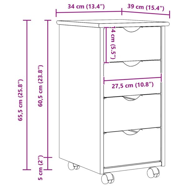 Плъзгащ кабинет с колело Черно 34 x 39 x 65,5 cm Солиден бор