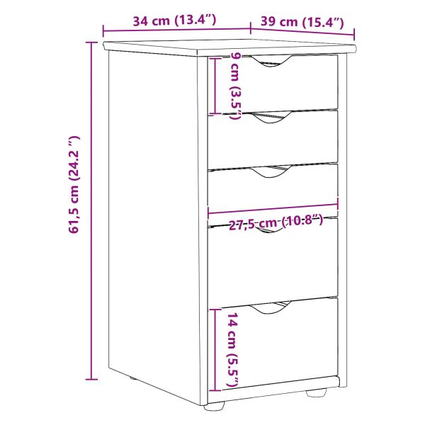 За шкафове Сив 34 x 39 x 61,5 см Солиден бор