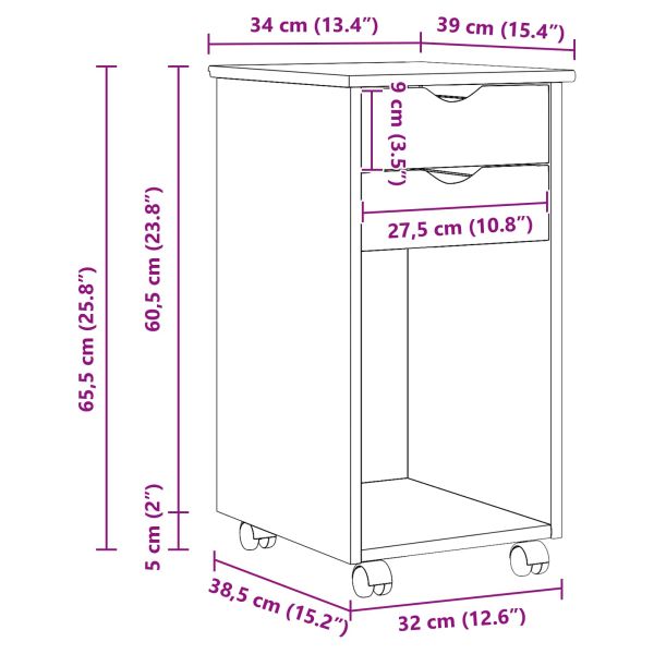 Плъзгащ кабинет Кехлибарен 34 x 39 x 65,5 cm Масивна боровина