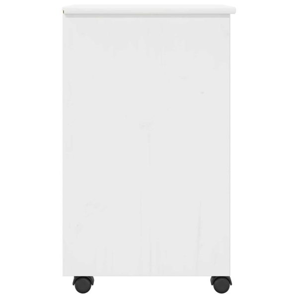 Плъзгащ кабинет с колело Бял 34 x 39 x 65,5 cm Масивна боровина