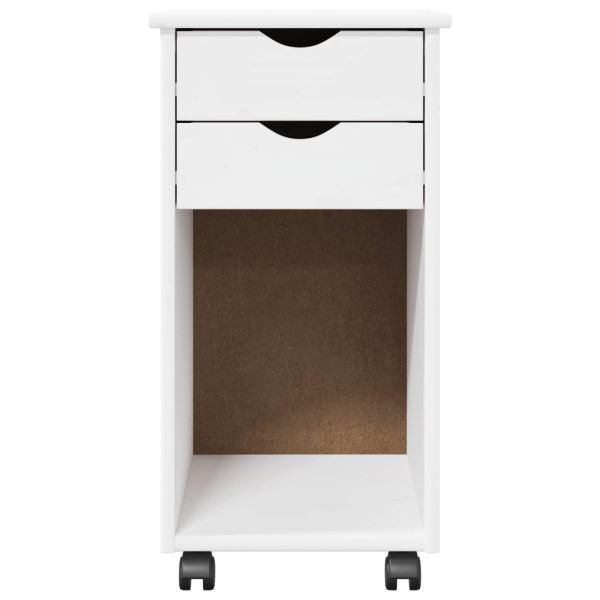 Плъзгащ кабинет с колело Бял 34 x 39 x 65,5 cm Масивна боровина