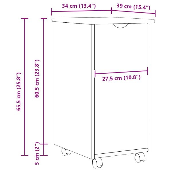 Плъзгащ кабинет Меден кафяв 34 x 39 x 65,5 cm Солиден бор