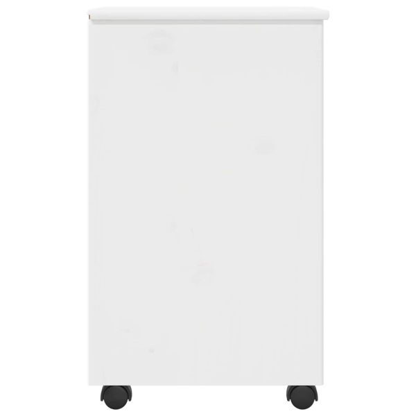 Плъзгащ кабинет с колело Бяло 34 x 39 x 65,5 cm Солиден бор