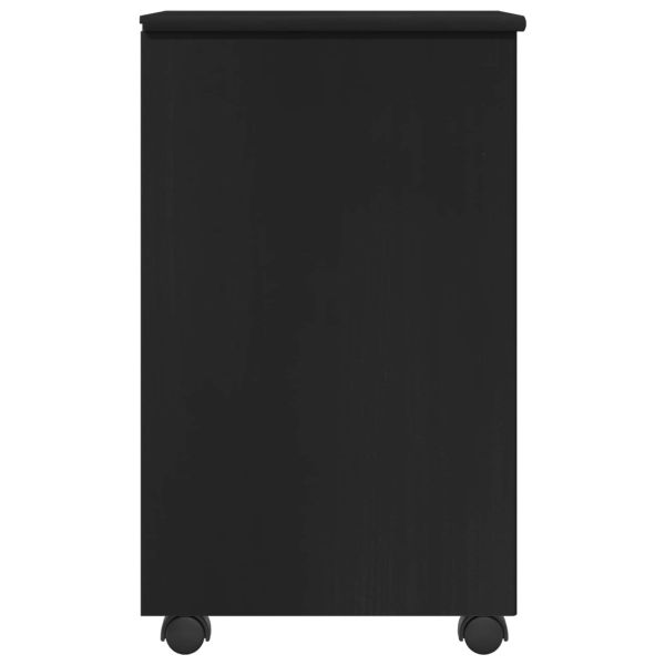 Плъзгащ кабинет с колело Черно 34 x 39 x 65,5 cm Солиден бор
